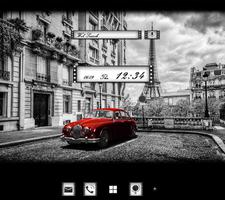 Retro Car in Paris Wallpaper Affiche