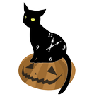 黒猫アナログ時計ウィジェット icône