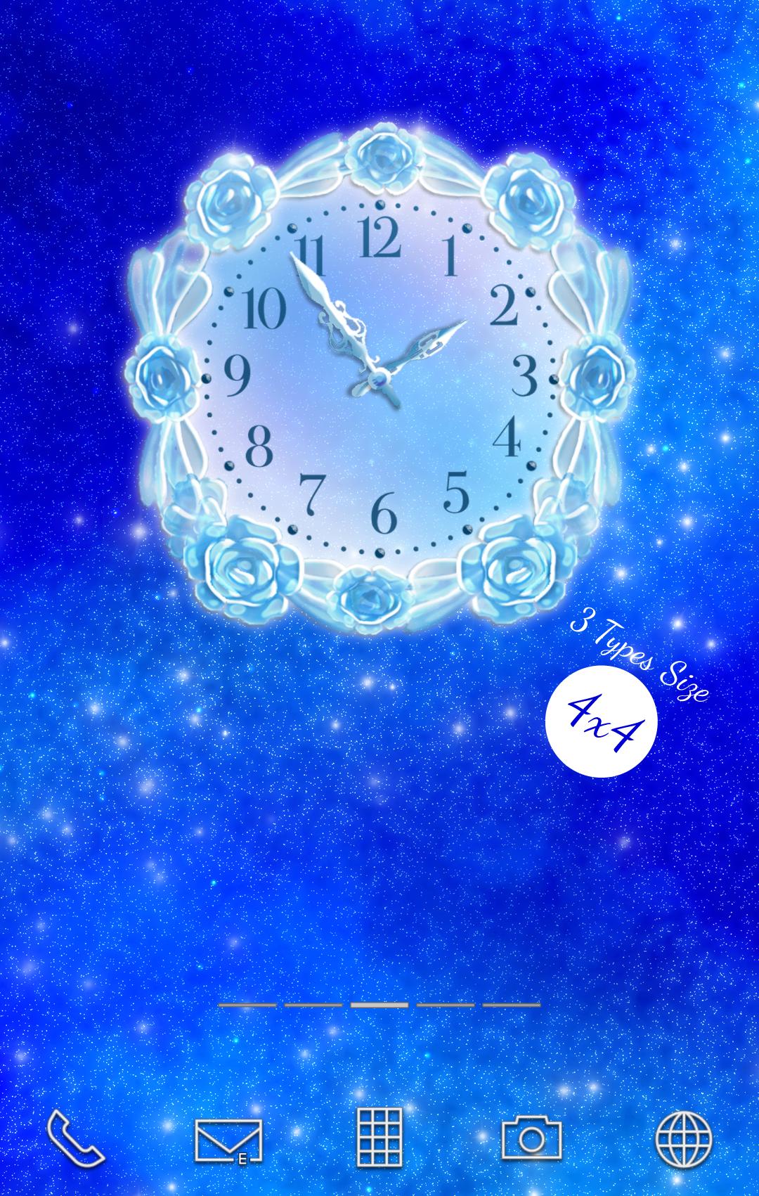 かわいい青い薔薇の花時計と星空の壁紙 きせかえセット Para Android Apk Baixar
