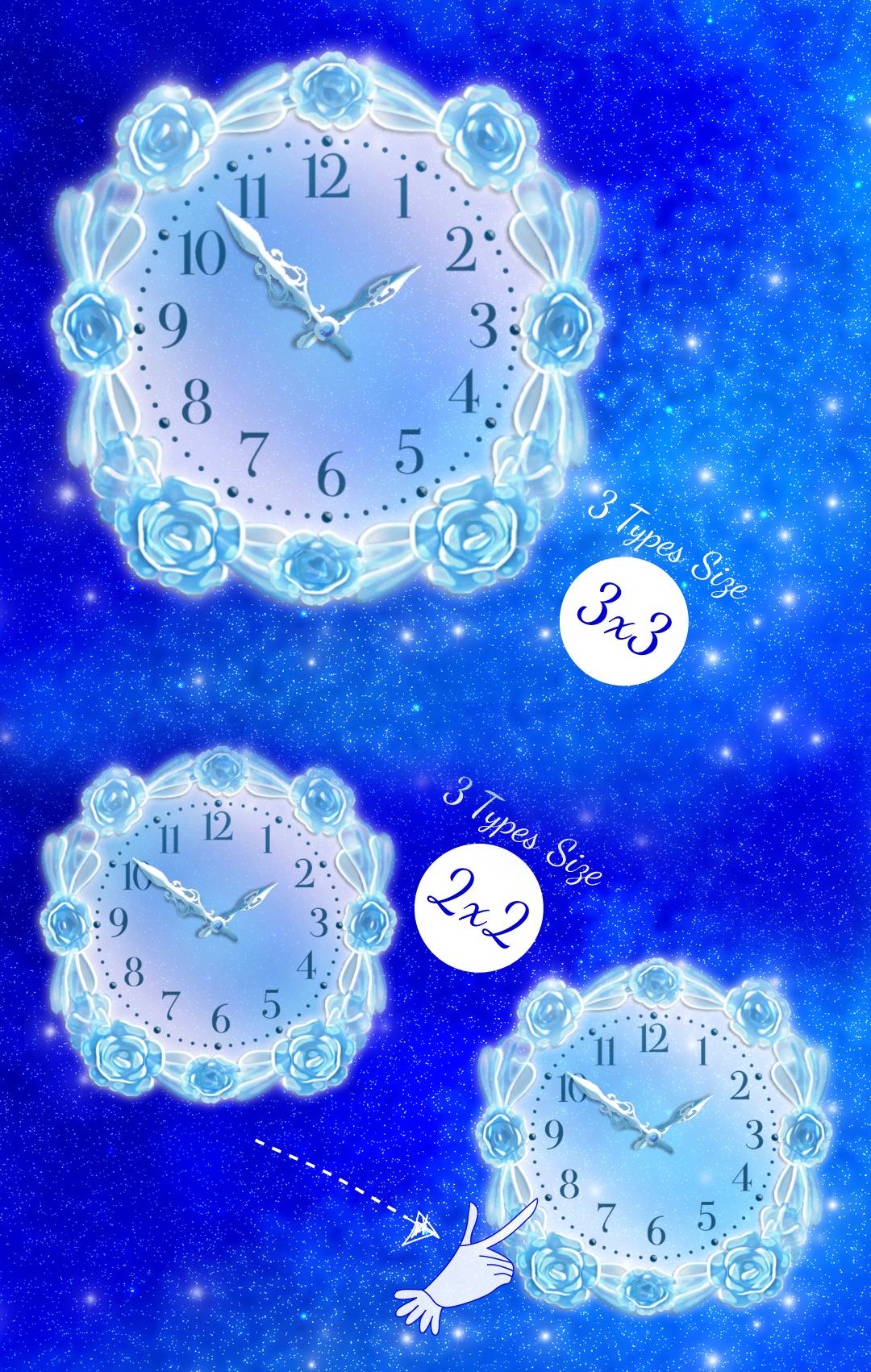 かわいい青い薔薇の花時計と星空の壁紙 きせかえセット For Android Apk Download