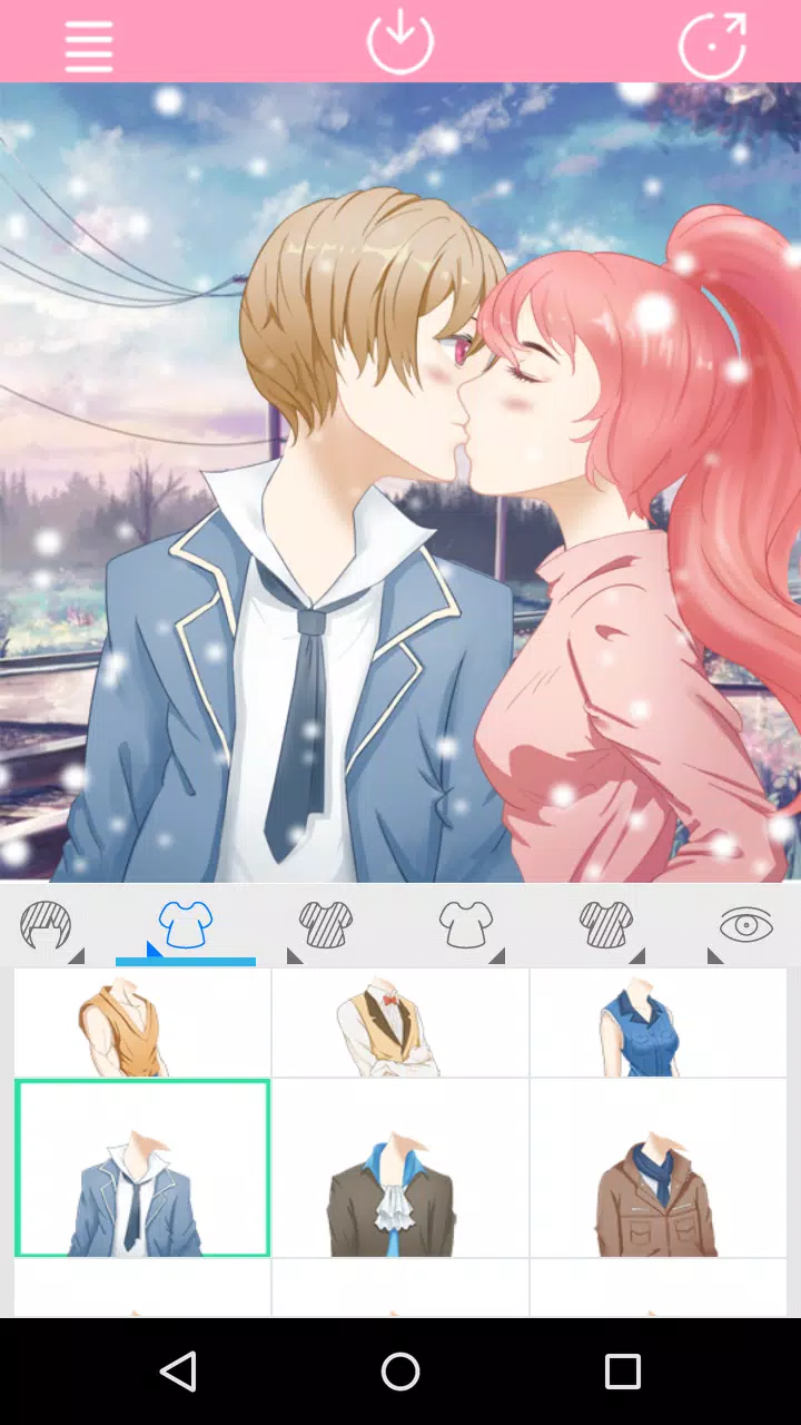 Hãy tải ngay Anime Avatar Maker Kissing Co APK để tạo ra những avatar anime lãng mạn và đầy cảm xúc. Với công nghệ hỗ trợ tiên tiến, bạn có thể tạo ra các cặp đôi yêu nhau và tùy chỉnh chi tiết từ trang phục, kiểu tóc cho đến phong cách tình cảm. Hãy khám phá và tạo ra những avatar anime độc đáo ngay thôi nào!