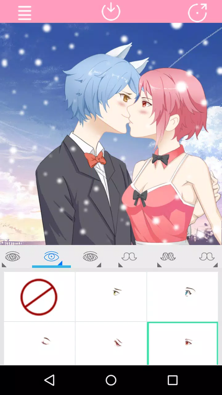Tải ngay Anime Avatar Maker: Kissing Co cho Android và tạo ra những hình ảnh đáng yêu, đầy tình yêu. Với nhiều tính năng mới, bạn có thể tạo nhân vật của riêng mình và thể hiện style của mình. Khám phá ngay nhé!