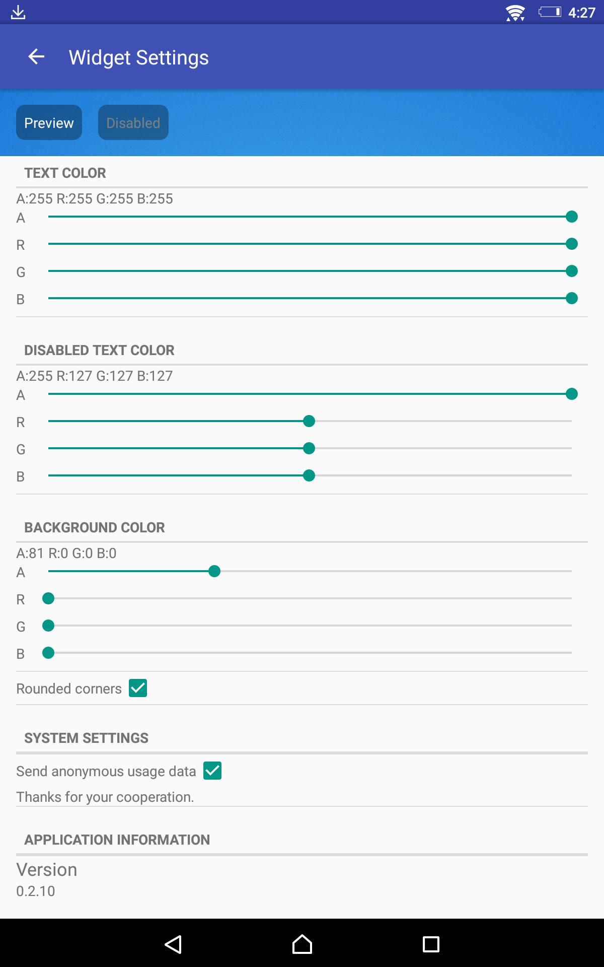 Widget setting