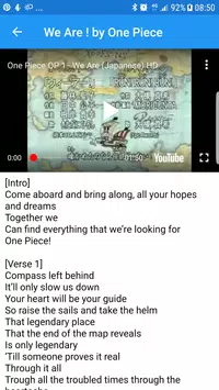One Piece Openning All Song Lyrics Apk Pour Android Telecharger