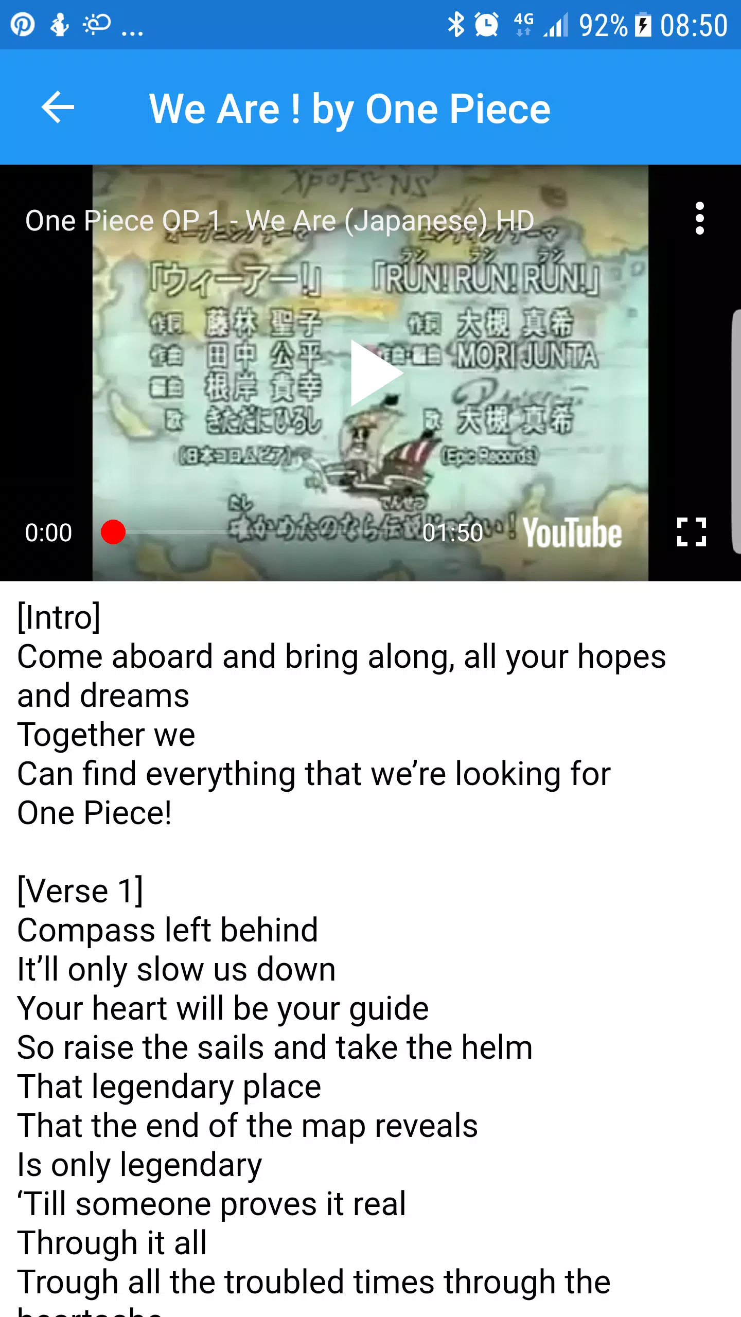 One piece Openning : all Song & lyrics APK pour Android Télécharger