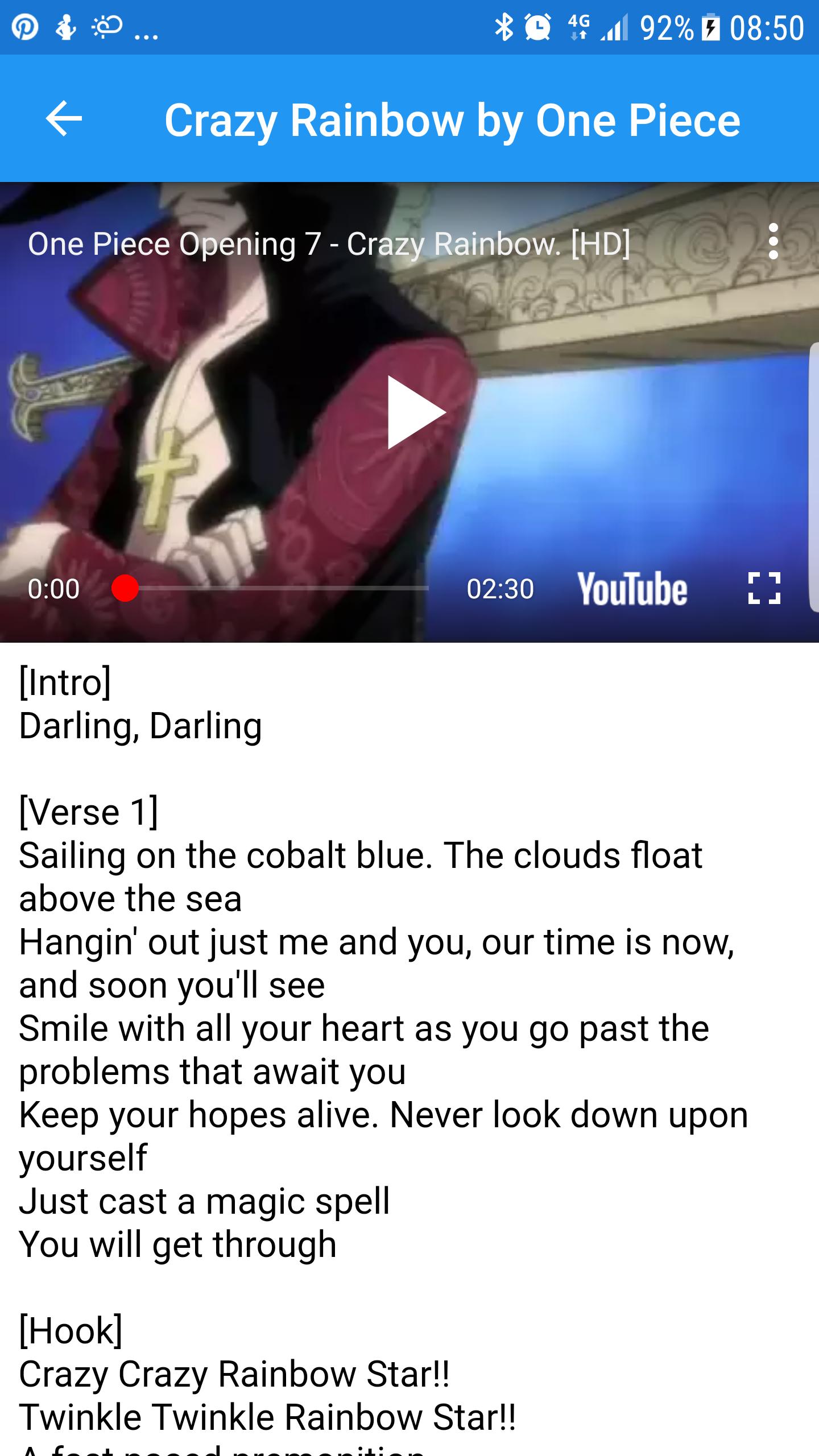 One Piece Openning All Song Lyrics For Android Apk Download