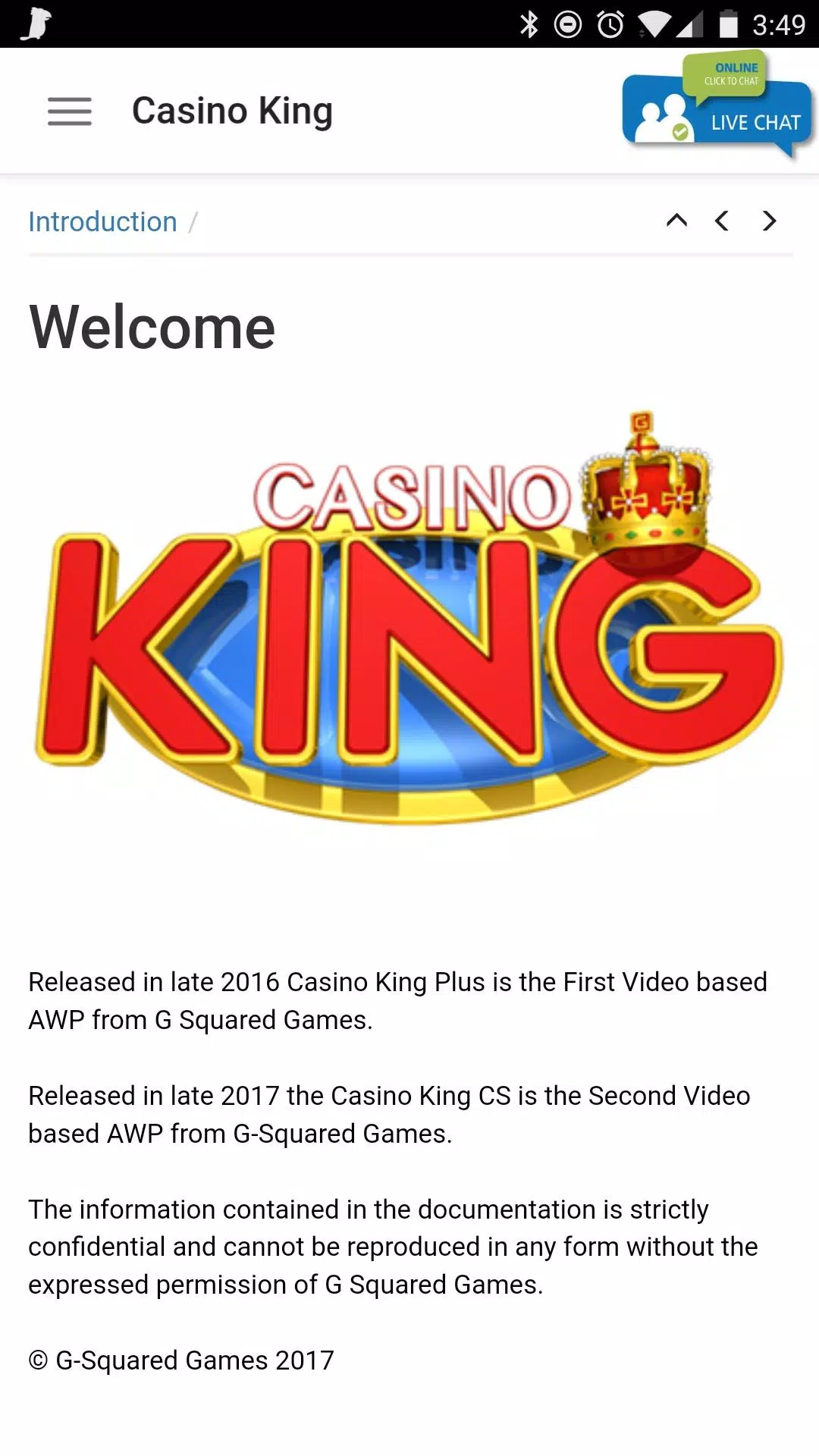 G casino online chat