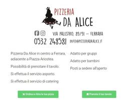 Pizzeria da Alice - Via Palestro 89 Ferrara plakat