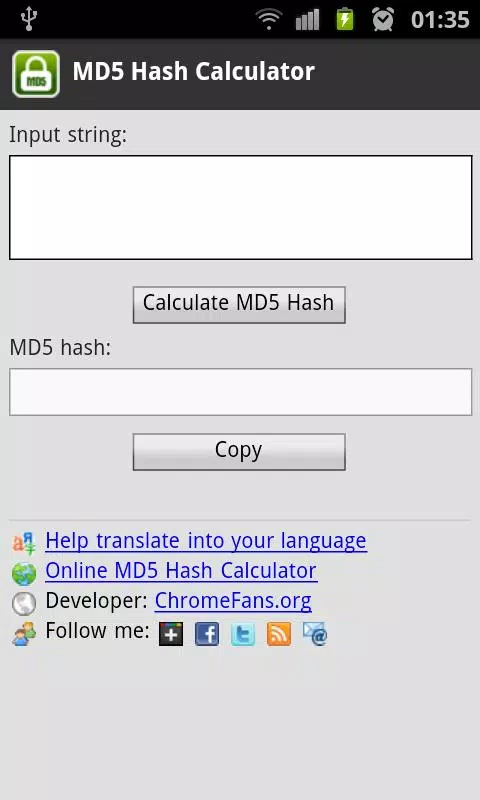 Descarga de APK de Calculadora de Hash MD5 para Android