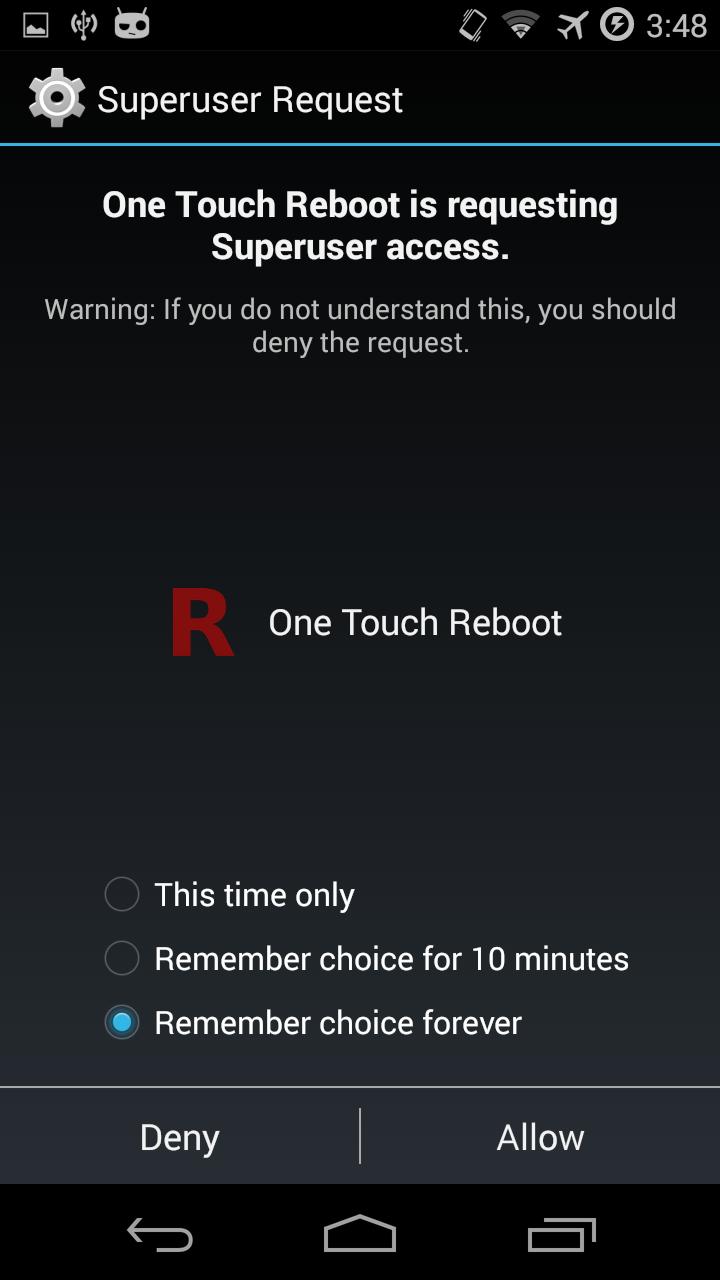 Reboot for android. Сенсорная перезагрузка.