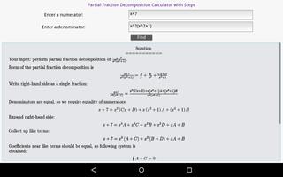 Partial Fraction Calculator capture d'écran 1