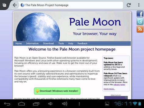 Pale Moon web browser screenshot 1