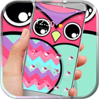 Owl kawaii pink blue icône