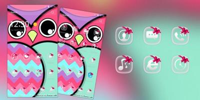 Owl kawaii pink blue capture d'écran 3