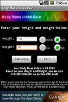 Body Mass Index Calc capture d'écran 1