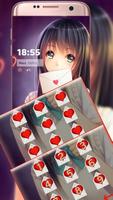Love theme anime girl lock poster