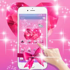 ピンクの愛ダイヤモンドちょう結び アプリダウンロード