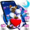 ”3D Love Couple Cat Theme