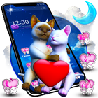 3D Love Couple Cat Theme-icoon