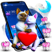 3D Love Couple Cat Theme