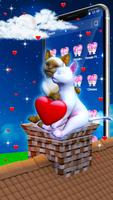 3D Love Couple Cat Theme الملصق