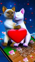 3D Love Couple Cat Theme capture d'écran 2