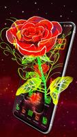 3D Neon Rose Theme পোস্টার