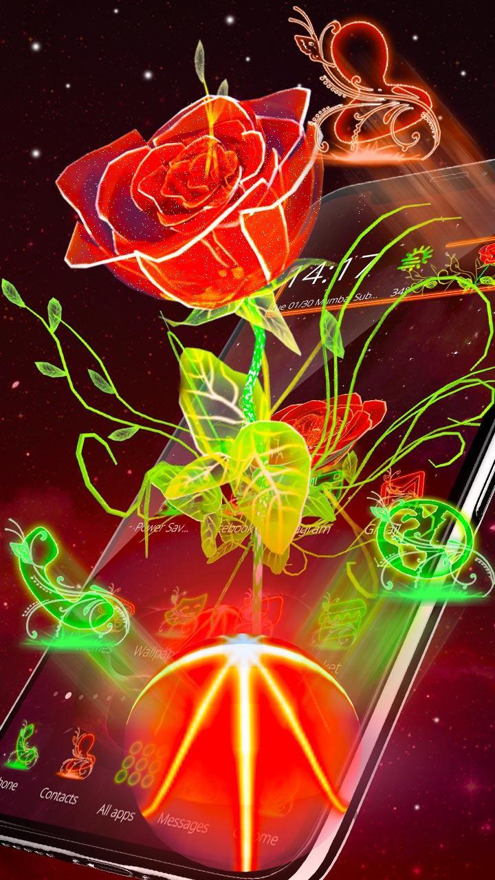 3d Neon Rose Theme For Android Apk Download - neon rose roblox
