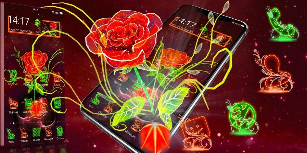 3d Neon Rose Theme For Android Apk Download - neon rose roblox