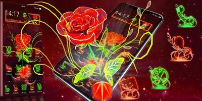 3D Neon Rose Theme capture d'écran 3