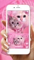 Pink Lovely Cute Kitty Keyboard Theme poster