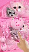 Pink Lovely Cute Kitty Keyboard Theme ảnh chụp màn hình 1