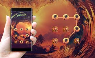 Landscape APP Lock Theme Wave Pin Lock Screen 截圖 3