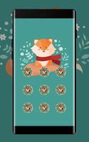 Cute Fox APP Lock Theme cartoon Pin Lock Screen syot layar 2