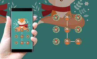 Cute Fox APP Lock Theme cartoon Pin Lock Screen syot layar 3