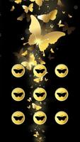 Butterfly APP Lock Theme Gold Pin Lock Screen โปสเตอร์