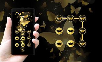 3 Schermata Butterfly APP Lock Theme Gold Pin Lock Screen