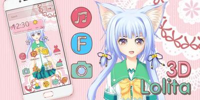 3D Cute Lolita theme (Tap for more animation) Screenshot 3