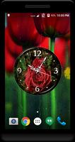 Rain Rose Clock Live Wallpaper poster