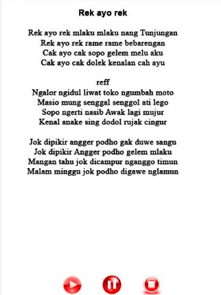 Lirik Lagu Daerah Jawa Timur Rek Ayo Rek