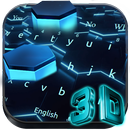 3D Live Blue Neon Hexagon Tech Keyboard APK