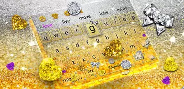 3D Gold Glitter Keyboard
