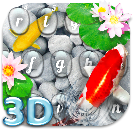 Тема клавиатуры "Живые 3D-золотые рыбки"