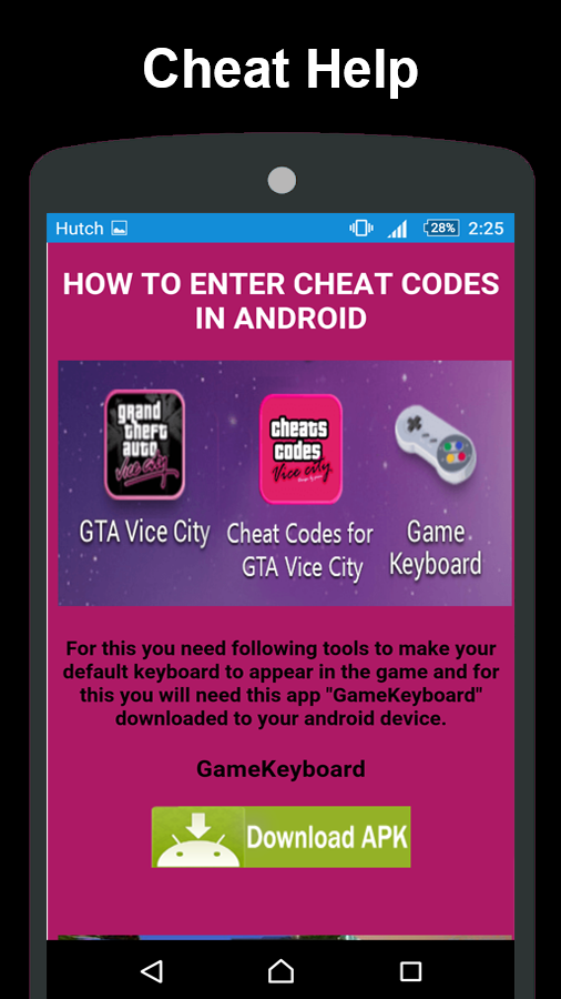 Códigos - GTA Vice City Android App APK (es.barragansoftware.gtavicecheats)  por Barragan Software - Faça o download em PHONEKY