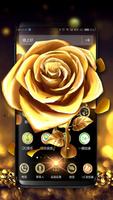 3D Luxury Gold Rose Theme Affiche