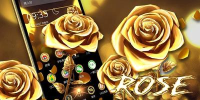 3D Luxury Gold Rose Theme capture d'écran 3
