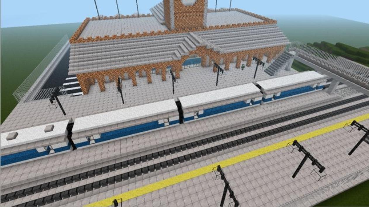 ЖД вокзал Minecraft. Майнкрафт вокзал железной дороги. Вокзал майнкрафт постройка. Майнкрафт вокзал РЖД.