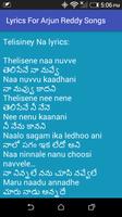 Lyrics For Arjun Reddy Songs تصوير الشاشة 2