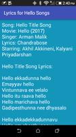 Lyrics for Hello Songs capture d'écran 2
