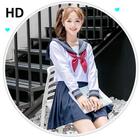 Cute High School Uniform Girl Wallpapers icône